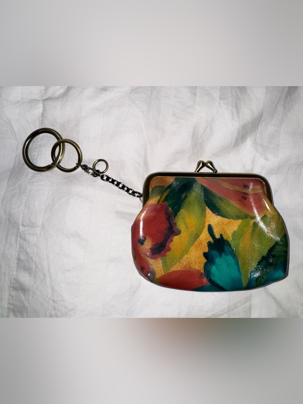 Patricia Nash Butterfly Borse Leather Kiss-Lock Coin Purse with keychain ring